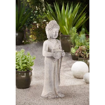 John Timberland Standing Buddha Statue Sculpture Zen Garden Decor Indoor Outdoor Front Porch Patio Yard Outside Home Balcony Gray Faux Stone 32" Tall 1 John Timberland Standing Buddha Statue Sculpture Zen Garden Decor Indoor Outdoor Front Porch Patio Yard Outside Home Balcony Gray Faux Stone 32" Tall