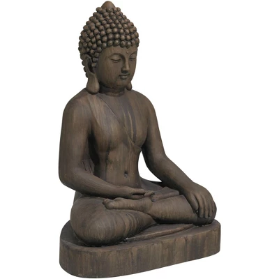 John Timberland Sitting Buddha Statue Sculpture Zen Decor Outdoor Garden Front Porch Patio Yard Outside Dark Sandstone Faux Stone Finish 29 1/2" High 5 John Timberland Sitting Buddha Statue Sculpture Zen Decor Outdoor Garden Front Porch Patio Yard Outside Dark Sandstone Faux Stone Finish 29 1/2" High - Image 5