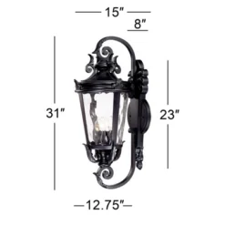 John Timberland Casa Marseille Vintage Rustic Outdoor Wall Light Fixture Textured Black Scroll 31" Clear Hammered Glass For Post Exterior Barn Deck -Modern Lighting Store GUEST bd79773f d193 4d81 bdfa 7996fd7bfbee