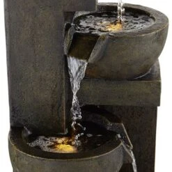 John Timberland Outdoor Floor Water Fountain With Light LED 41 1/2" High Cascading Bowls For Yard Garden Patio Deck Home -Modern Lighting Store GUEST c2d2a8bb 36ea 4de5 96cf ba307764a14a