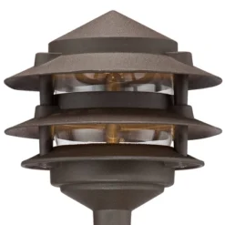 John Timberland Three-Tier Pagoda 11" High Bronze LED Path Lights Set Of 2