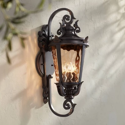 John Timberland Casa Marseille Vintage Rustic Outdoor Wall Light Fixture Veranda Bronze Ornate Scroll 31" Champagne Hammered Glass For Post Exterior 1 John Timberland Casa Marseille Vintage Rustic Outdoor Wall Light Fixture Veranda Bronze Ornate Scroll 31" Champagne Hammered Glass For Post Exterior