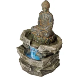 John Timberland Rustic Zen Buddha Outdoor Floor Water Fountain With Light LED 21" High Sitting For Yard Garden Patio Deck Home -Modern Lighting Store GUEST c4790910 4f68 4059 ae92 d9471ce93e22
