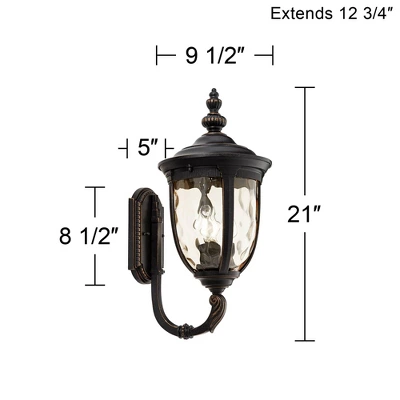 John Timberland Bellagio Vintage Rustic Outdoor Wall Light Fixture Veranda Bronze Upbridge 21" Hammered Glass Sconce For Post Exterior Barn Deck House 7 John Timberland Bellagio Vintage Rustic Outdoor Wall Light Fixture Veranda Bronze Upbridge 21" Hammered Glass Sconce For Post Exterior Barn Deck House - Image 7