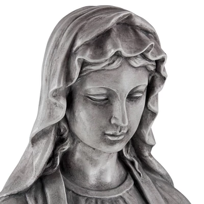 John Timberland Virgin Mary Statue Sculpture Decor Outdoor Garden Front Porch Patio Yard Outside Home Balcony Gray Stone Finish Ceramic 29" Tall 2 John Timberland Virgin Mary Statue Sculpture Decor Outdoor Garden Front Porch Patio Yard Outside Home Balcony Gray Stone Finish Ceramic 29" Tall - Image 2