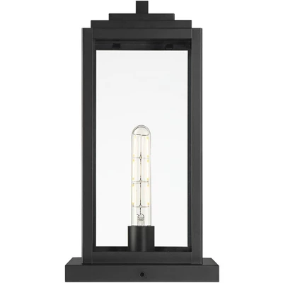 John Timberland Modern Outdoor Pier Mount Light Matte Black 17" Clear Glass Shade For Post Exterior Barn Deck House Porch Yard 4 John Timberland Modern Outdoor Pier Mount Light Matte Black 17" Clear Glass Shade For Post Exterior Barn Deck House Porch Yard - Image 4