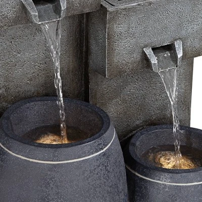 John Timberland Mendit Rustic Cascading 2-Jar Outdoor Wall Floor Water Fountain With LED Light 29" For Yard Garden Patio Home Deck Lawn 5 John Timberland Mendit Rustic Cascading 2-Jar Outdoor Wall Floor Water Fountain With LED Light 29" For Yard Garden Patio Home Deck Lawn - Image 5