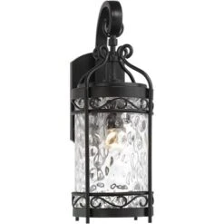 John Timberland Paseo Outdoor Vintage Wall Light Fixture Matte Black 19" Clear Hammered Glass For Post Exterior Barn Deck House Porch Yard Posts Patio -Modern Lighting Store GUEST ca6de339 a795 4231 b424 3908797b5ea2