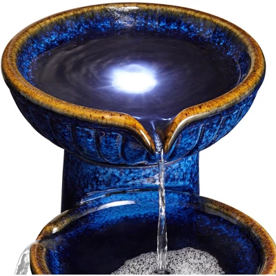 John Timberland Modern Outdoor Floor Water Fountain With Light LED 26 3/4" High Cascading Bowls For Yard Garden Patio Deck 2 John Timberland Modern Outdoor Floor Water Fountain With Light LED 26 3/4" High Cascading Bowls For Yard Garden Patio Deck - Image 2