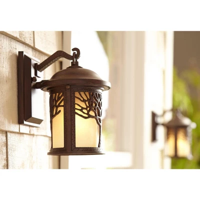 John Timberland Rustic Outdoor Wall Light Fixture Bronze 9 1/2" Tree Etched Glass Sconce For Exterior House Deck Patio Porch Lighting 7 John Timberland Rustic Outdoor Wall Light Fixture Bronze 9 1/2" Tree Etched Glass Sconce For Exterior House Deck Patio Porch Lighting - Image 7