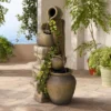 John Timberland Cascading Rustic Three Jugs Outdoor Floor Water Fountain 33" For Yard Garden Patio Home Deck Porch House Exterior Balcony Roof