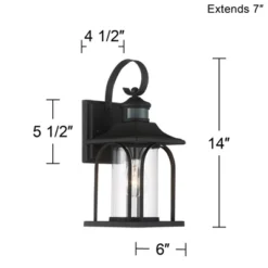 John Timberland Adaes Mission Outdoor Wall Light Fixture Textured Black Motion Sensor 14 1/4" Clear Glass For Post Exterior Barn Deck House Porch Yard -Modern Lighting Store GUEST d2c84cc2 b928 409c a2cd b6ac280c49a0