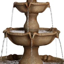 John Timberland Arosco Rustic 3 Tier Basin Outdoor Floor Water Fountain With LED Light 43" For Yard Garden Patio Home Deck Porch Exterior Balcony Roof -Modern Lighting Store GUEST d3c219fc 1431 4f5d bf3b bceff0771c0a