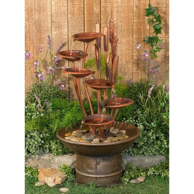 John Timberland Water Lilies And Cat Tails Rustic Cascading Outdoor Floor Water Fountain 33" For Yard Garden Patio Home Deck Porch House Exterior Roof 7 John Timberland Water Lilies And Cat Tails Rustic Cascading Outdoor Floor Water Fountain 33" For Yard Garden Patio Home Deck Porch House Exterior Roof - Image 7