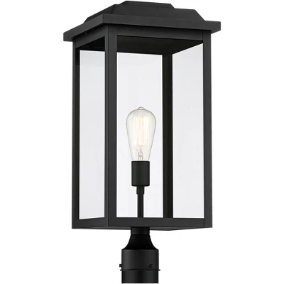 John Timberland Eastcrest Modern Outdoor Post Light Textured Black 22 1/2" Clear Glass Panels For Exterior Barn Deck House Porch Yard Patio Outside 2 John Timberland Eastcrest Modern Outdoor Post Light Textured Black 22 1/2" Clear Glass Panels For Exterior Barn Deck House Porch Yard Patio Outside - Image 2