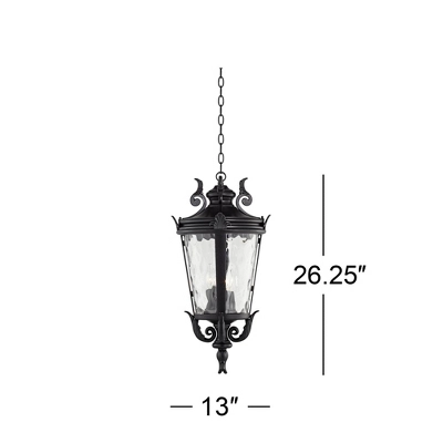 John Timberland Casa Marseille Rustic Outdoor Hanging Light Black Scroll 26 1/4" Clear Water Glass Damp Rated For Post Exterior Barn Deck House Porch 5 John Timberland Casa Marseille Rustic Outdoor Hanging Light Black Scroll 26 1/4" Clear Water Glass Damp Rated For Post Exterior Barn Deck House Porch - Image 5