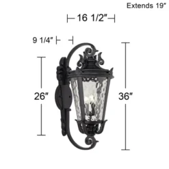 John Timberland Casa Marseille Vintage Rustic Outdoor Wall Light Fixture Textured Black 36" Clear Hammered Glass For Post Exterior Barn Deck House -Modern Lighting Store GUEST de3591f8 1386 4599 b24b 73622f4dc9ab