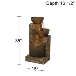 John Timberland Outdoor Floor Water Fountain Three Bowl Floor Cascade 35" For Yard Garden Lawn -Modern Lighting Store GUEST dedd901c 3847 45b7 be87 e4128a83f4ec