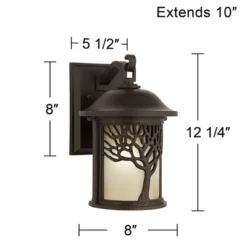 John Timberland Mission Outdoor Wall Light Fixture Bronze Tree Motif 12 1/4" Amber Glass Lantern For Exterior House Porch Patio -Modern Lighting Store GUEST e30a31e2 5b4c 4f24 9768 b082a073d9cc