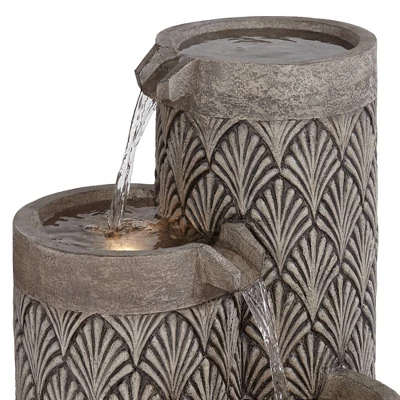 John Timberland Havara Rustic 3-Tier Cascading Columns Outdoor Floor Water Fountain With LED Light 26" For Yard Garden Patio Home Deck 2 John Timberland Havara Rustic 3-Tier Cascading Columns Outdoor Floor Water Fountain With LED Light 26" For Yard Garden Patio Home Deck - Image 2