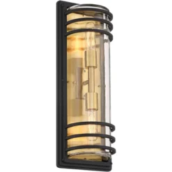John Timberland Habitat Modern Outdoor Wall Light Fixture Black Brass Metal 21" Clear Glass For Post Exterior Barn Deck House Porch Yard Posts Patio -Modern Lighting Store GUEST e7aff8d7 b5f2 471b 826c bf78927fbe1a