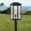 John Timberland Eastcrest Modern Outdoor Post Light Textured Black 22 1/2" Clear Glass Panels For Exterior Barn Deck House Porch Yard Patio Outside