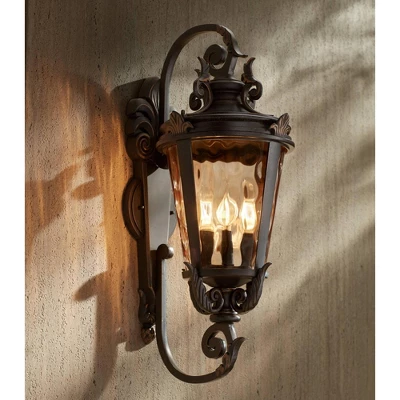 John Timberland Casa Marseille Vintage Rustic Outdoor Wall Light Fixture Bronze Scroll 27 1/2" Hammered Glass For Post Exterior Barn Deck House Porch 4 John Timberland Casa Marseille Vintage Rustic Outdoor Wall Light Fixture Bronze Scroll 27 1/2" Hammered Glass For Post Exterior Barn Deck House Porch - Image 4