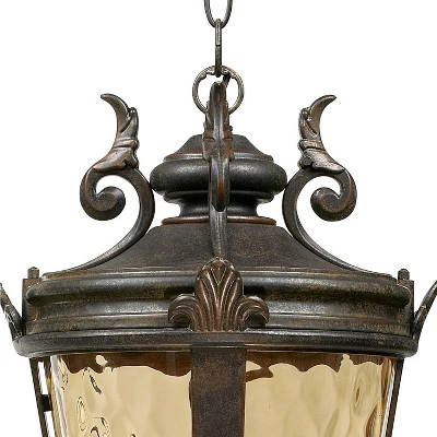 John Timberland Casa Marseille Rustic Vintage Flush Mount Outdoor Hanging Light Bronze Scroll 23 3/4" Champagne Hammered Glass For Post Exterior Barn 2 John Timberland Casa Marseille Rustic Vintage Flush Mount Outdoor Hanging Light Bronze Scroll 23 3/4" Champagne Hammered Glass For Post Exterior Barn - Image 2