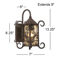 John Timberland Casa Seville Vintage Rustic Outdoor Wall Light Fixture Dark Walnut Scroll 13 1/4" Champagne Hammered Glass For Post Exterior Barn Deck -Modern Lighting Store GUEST eeffe2c4 008f 41bf acb9 6a356946e98e