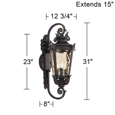 John Timberland Casa Marseille Vintage Rustic Outdoor Wall Light Fixture Veranda Bronze Ornate Scroll 31" Champagne Hammered Glass For Post Exterior 7 John Timberland Casa Marseille Vintage Rustic Outdoor Wall Light Fixture Veranda Bronze Ornate Scroll 31" Champagne Hammered Glass For Post Exterior - Image 7