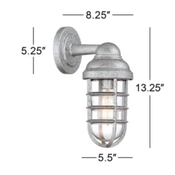 John Timberland Marlowe Industrial Outdoor Wall Light Fixture Galvanized Cage 13 1/4" Clear Glass For Post Exterior Barn Deck House Porch Yard Patio -Modern Lighting Store GUEST f220d01c 0ab9 449f aabc ddbb4adc068e