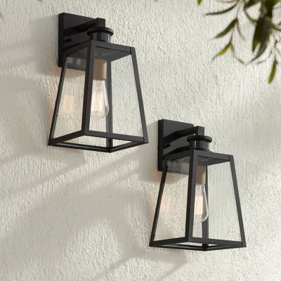 John Timberland Arrington Modern Outdoor Wall Light Fixtures Set Of 2 Black Motion Sensor 14 3/4" Clear Glass For Post Exterior Barn Deck House Porch 1 John Timberland Arrington Modern Outdoor Wall Light Fixtures Set Of 2 Black Motion Sensor 14 3/4" Clear Glass For Post Exterior Barn Deck House Porch