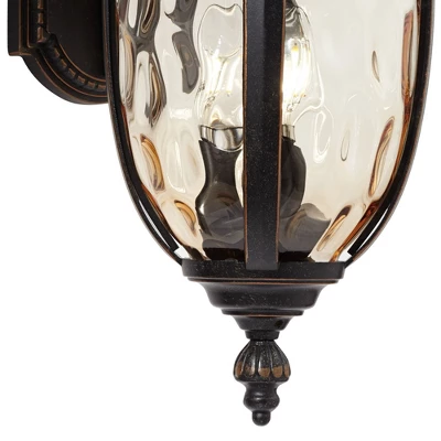 John Timberland Bellagio Vintage Rustic Outdoor Wall Light Fixture Bronze Downbridge 20 1/2" Champagne Hammered Glass For Post Exterior Barn House 3 John Timberland Bellagio Vintage Rustic Outdoor Wall Light Fixture Bronze Downbridge 20 1/2" Champagne Hammered Glass For Post Exterior Barn House - Image 3