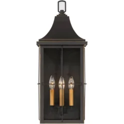 John Timberland Sunderland Rustic Mission Outdoor Wall Light Fixture Black Gold 24 3/4" Clear Glass For Post Exterior Barn Deck House Porch Yard Patio -Modern Lighting Store GUEST f281d494 14ea 4590 a0ea e479d7e43edb