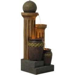 John Timberland Sphere Jugs And Column Rustic Cascading Outdoor Floor Water Fountain With LED Light 50" For Yard Garden Patio Home Deck Porch House -Modern Lighting Store GUEST f3f1b4c6 8ae0 427c 8fac 1a5faa38c3ba