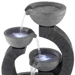 John Timberland Three Cup Modern Japanese Cascading Outdoor Floor Water Fountain With LED Light 31 1/2" For Yard Garden Patio Home Deck Porch Exterior -Modern Lighting Store GUEST f59d90bb fd8a 4a11 9604 87f2d8d9e308