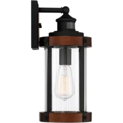 John Timberland Stan Industrial Outdoor Wall Light Fixture Dark Faux Wood Black Motion Sensor 15 1/2" Clear Glass For Post Exterior Barn Deck House -Modern Lighting Store GUEST f749a364 f157 4851 89eb d86309c9a9c1