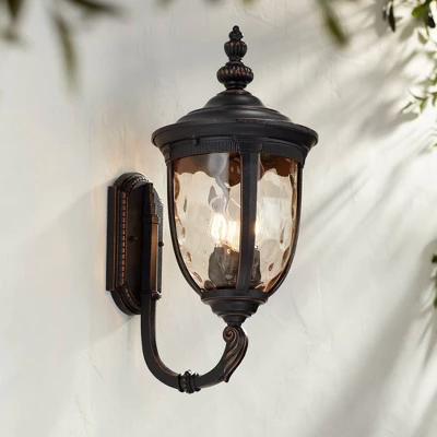 John Timberland Bellagio Vintage Rustic Outdoor Wall Light Fixture Veranda Bronze Upbridge 21" Hammered Glass Sconce For Post Exterior Barn Deck House 1 John Timberland Bellagio Vintage Rustic Outdoor Wall Light Fixture Veranda Bronze Upbridge 21" Hammered Glass Sconce For Post Exterior Barn Deck House