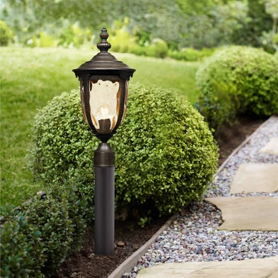 John Timberland Outdoor Post Light Fixture LED Veranda Bronze 33" Clear Hammered Glass For Exterior House Porch Patio Garden Yard 1 John Timberland Outdoor Post Light Fixture LED Veranda Bronze 33" Clear Hammered Glass For Exterior House Porch Patio Garden Yard