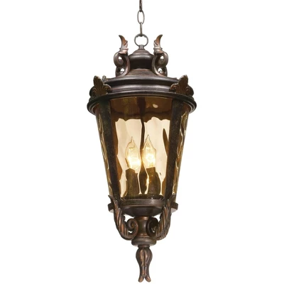 John Timberland Casa Marseille Rustic Vintage Flush Mount Outdoor Hanging Light Bronze Scroll 23 3/4" Champagne Hammered Glass For Post Exterior Barn 5 John Timberland Casa Marseille Rustic Vintage Flush Mount Outdoor Hanging Light Bronze Scroll 23 3/4" Champagne Hammered Glass For Post Exterior Barn - Image 5
