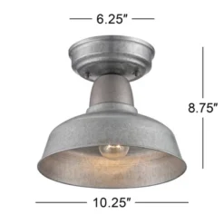 John Timberland Urban Barn Rustic Industrial Farmhouse Semi Flush Mount Outdoor Ceiling Light Galvanized Metal 8 3/4" For Post Exterior Barn Deck Yard -Modern Lighting Store GUEST fbac2212 0ad7 4185 8348 460586dc9de4