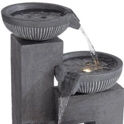 John Timberland Casava Modern 4-Bowl Cascading Outdoor Floor Water Fountain With LED Light 33" For Yard Garden Patio Home Deck Lawn Porch -Modern Lighting Store GUEST fe7f4ccb db04 414b a5c6 3f8698018a69