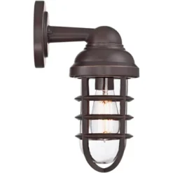 John Timberland Marlowe Industrial Outdoor Wall Light Fixtures Set Of 2 Bronze Metal Cage 13 1/4" Clear Glass For Post Exterior Barn Deck House Porch -Modern Lighting Store GUEST ff281d3e dfcf 41a7 b751 b12399b9fe3b