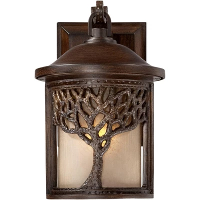 John Timberland Rustic Outdoor Wall Light Fixture Bronze 9 1/2" Tree Etched Glass Sconce For Exterior House Deck Patio Porch Lighting 2 John Timberland Rustic Outdoor Wall Light Fixture Bronze 9 1/2" Tree Etched Glass Sconce For Exterior House Deck Patio Porch Lighting - Image 2