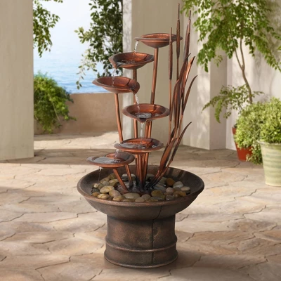 John Timberland Water Lilies And Cat Tails Rustic Cascading Outdoor Floor Water Fountain 33" For Yard Garden Patio Home Deck Porch House Exterior Roof 1 John Timberland Water Lilies And Cat Tails Rustic Cascading Outdoor Floor Water Fountain 33" For Yard Garden Patio Home Deck Porch House Exterior Roof